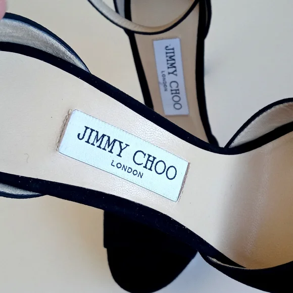 Jimmy Choo Black Suede Pattie Peep Toe Heels 39 (9) - Picture 11 of 16